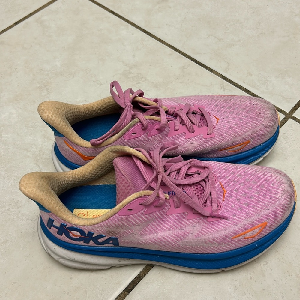 Lightly worn Pink Hoka Cliftons 9